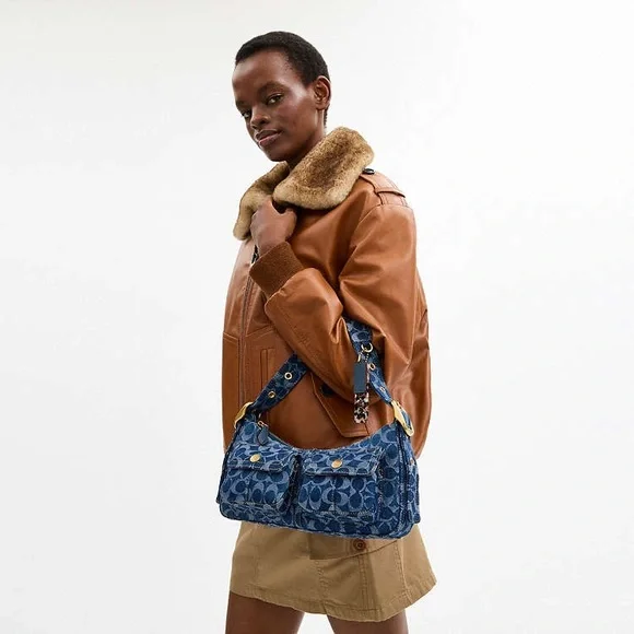 Coachtopia Cargo Shoulder Bag in Upcrafted Denim - Picture 8 of 16